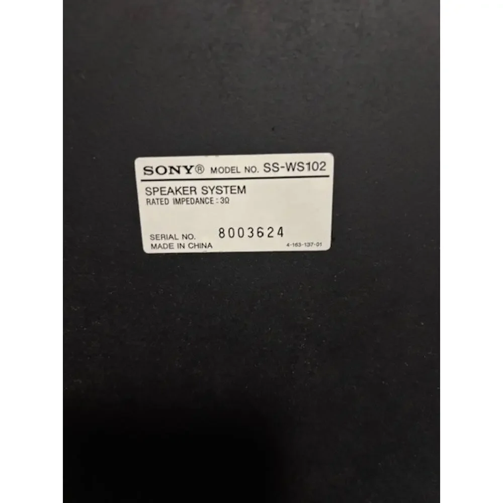 Sony SS‑WS102 Subwoofer Speaker System – 3Ω – Clean – Tested – Home Theater -HBD